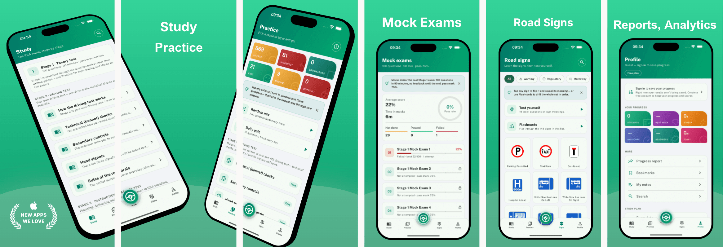 The PassADI app: study guides, topic practice, timed mock exams, road signs and progress reports